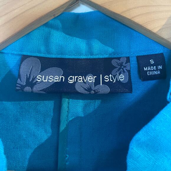 Susan Graver Jacket Blazer SZ S Textured Embellished Linen Blend Career Occasion - Picture 3 of 11